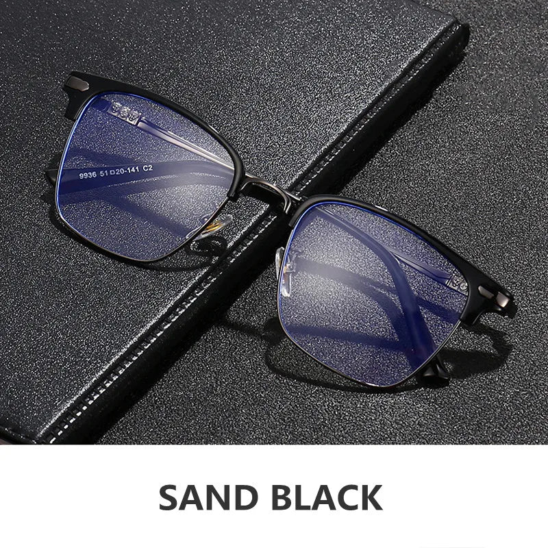 Kocolior Unisex Full Rim Square Acetate Titanium Alloy Eyeglasses 7509 Full Rim Kocolior SAND BLACK China 