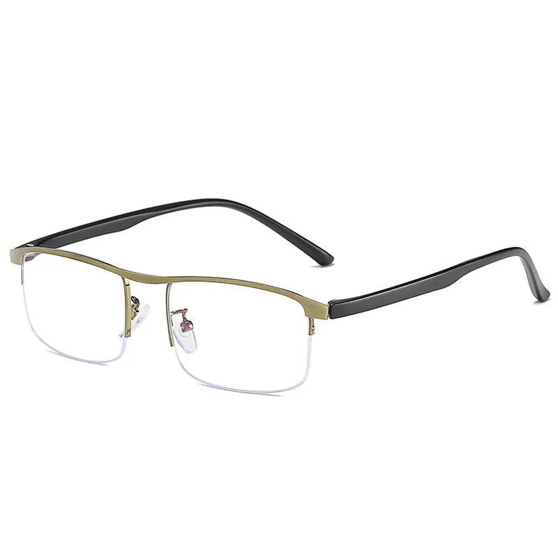 Hotochki Mens Semi Rim Square Alloy Eyeglasses Zy8801 Semi Rim Hotochki Green Bronze  