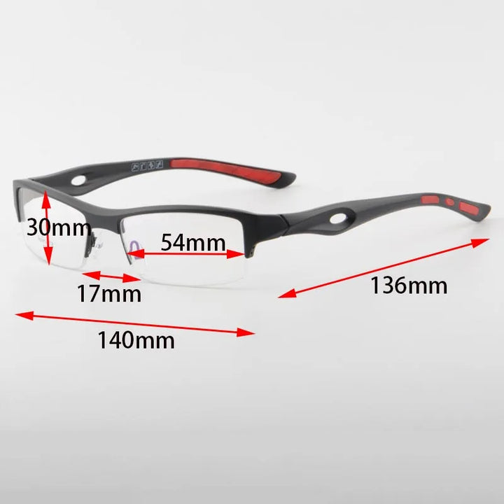 Cubojue Unisex Semi Rim Square Tr 90 Titanium Sport Reading Glasses 54140