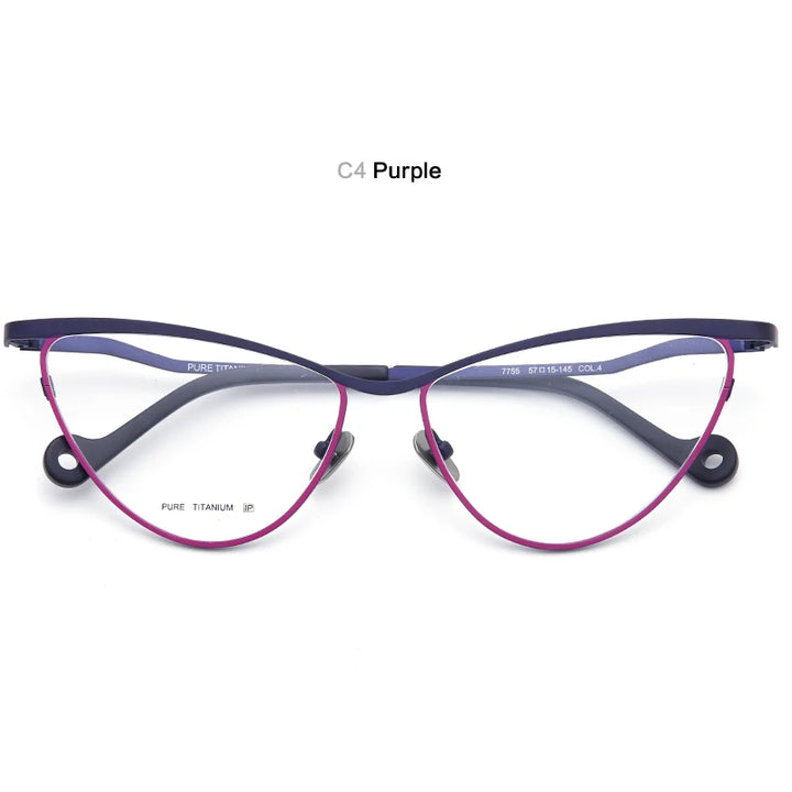Muzz Women's Full Rim Large Cat Eye Titanium Eyeglasses 7755 Full Rim Muzz C4  