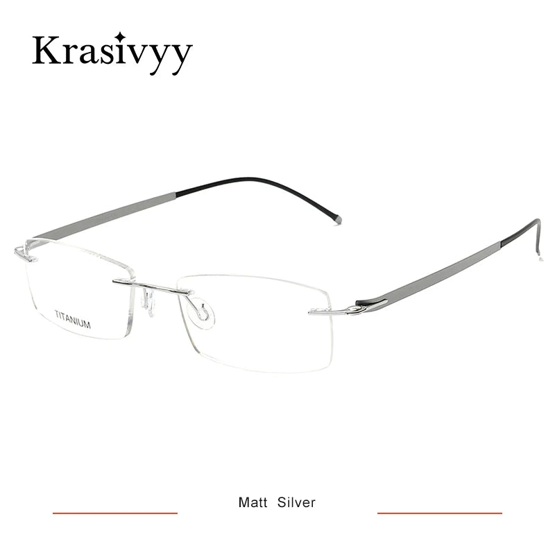 Krasivyy Unisex Rimless Square Oval Titanium Eyeglasses 316028