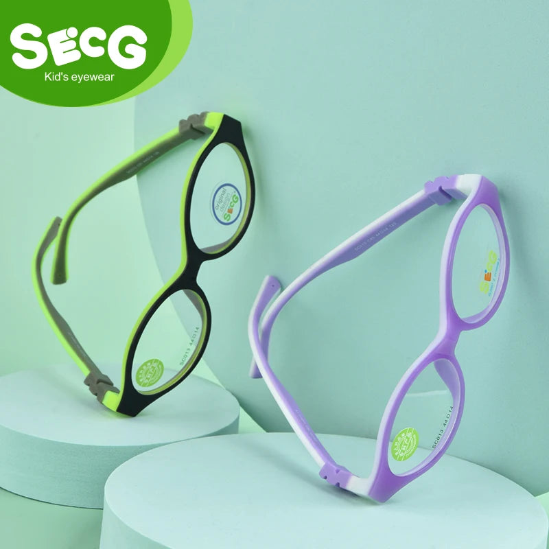 Secg Unisex Children's Full Rim Round Tr 90 Silicone Eyeglasses 19013 Full Rim Secg