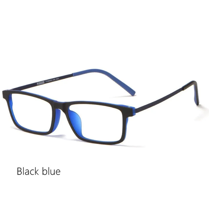 Kocolior Unisex Full Rim Large Square Tr 90 Titanium Eyeglasses 8836 Full Rim Kocolior Black Blue