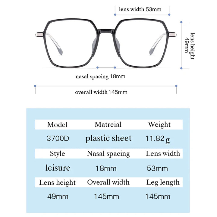 Hotochki Unisex Full Rim Polygonal Alloy Eyeglasses 3700d Full Rim Hotochki