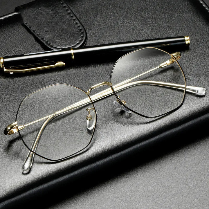Kocolior Unisex Full Rim Polygon Titanium Alloy Eyeglasses 9039 Full Rim Kocolior