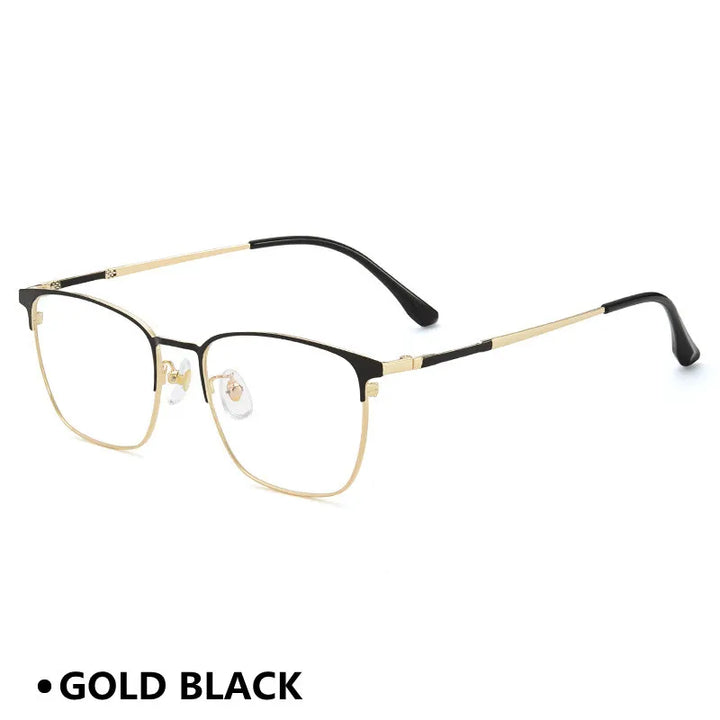 Kocolior Unisex Full Rim Square Acetate Alloy Hyperopic Reading Glasses 91872 Reading Glasses Kocolior Gold Black 0