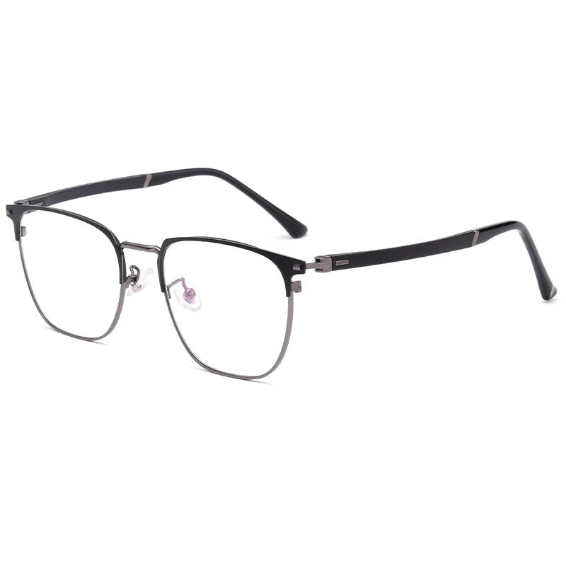 Hotochki Mens Semi Rim Square Alloy Eyeglasses 6120d Full Rim Hotochki Black Gray
