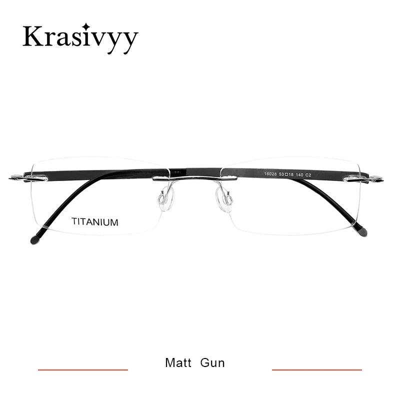 Krasivyy Unisex Rimless Square Oval Titanium Eyeglasses 316028