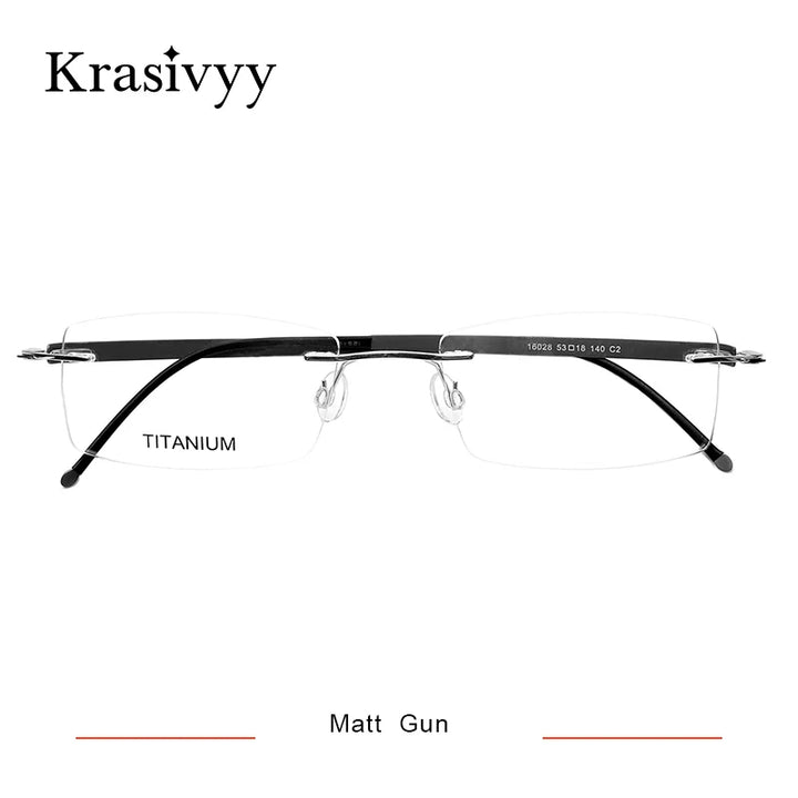 Krasivyy Unisex Rimless Square Oval Titanium Eyeglasses 316028