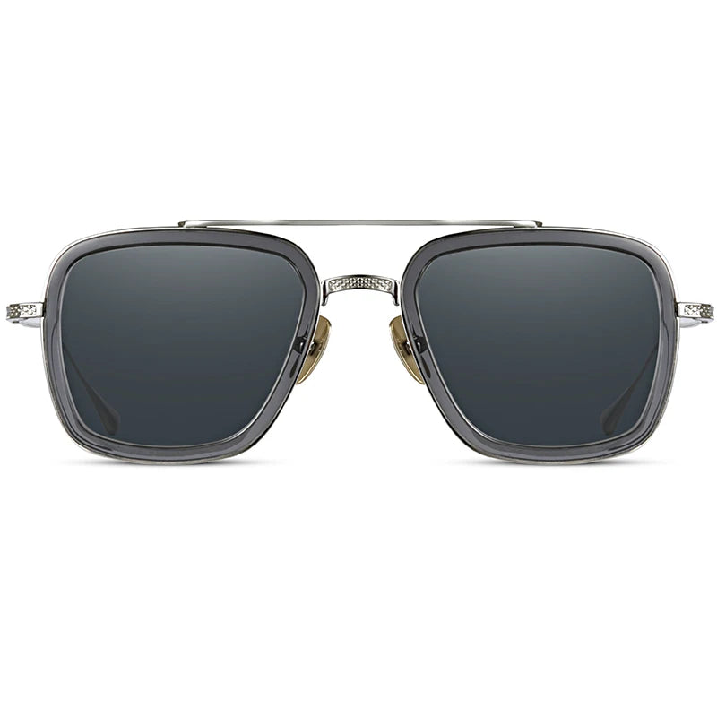 Hewei Unisex Full Rim Square Double Bridge Titanium Sunglasses S008 Sunglasses Hewei