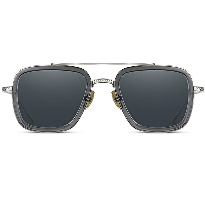 Hewei Unisex Full Rim Square Double Bridge Titanium Sunglasses S008 Sunglasses Hewei