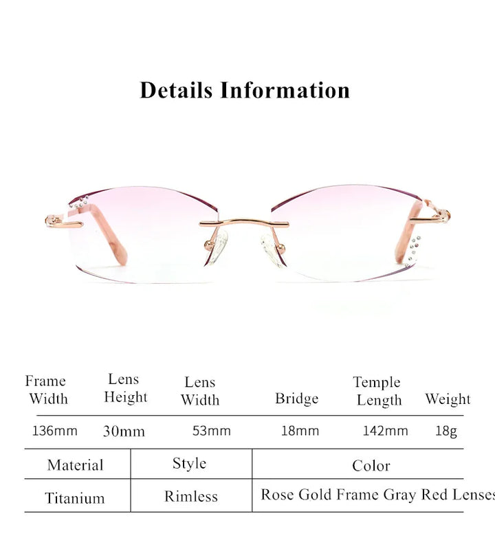 Chashma Ochki Women's Rimless Oval Square Titanium Eyeglasses 99101