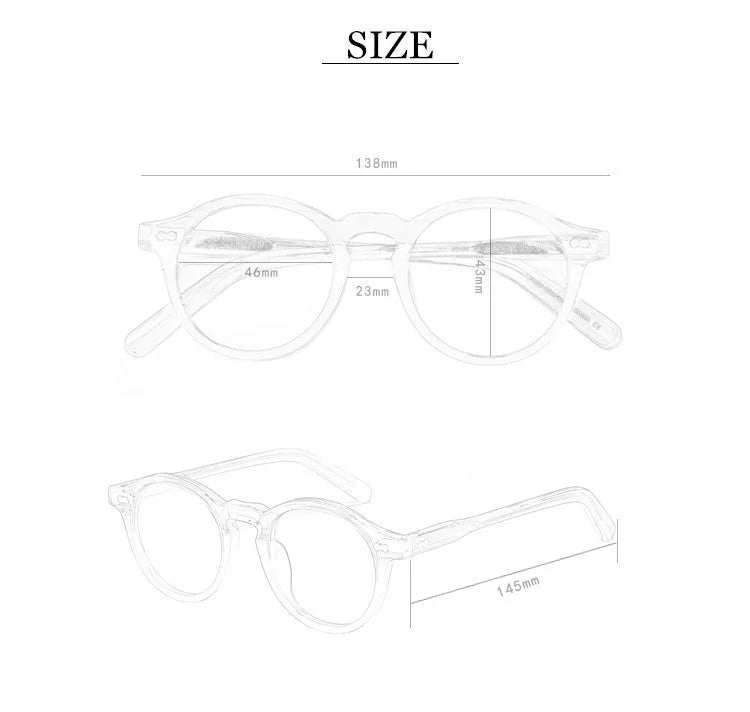 Hewei Unisex Full Rim Round Acetate Eyeglasses 5166 Full Rim Hewei