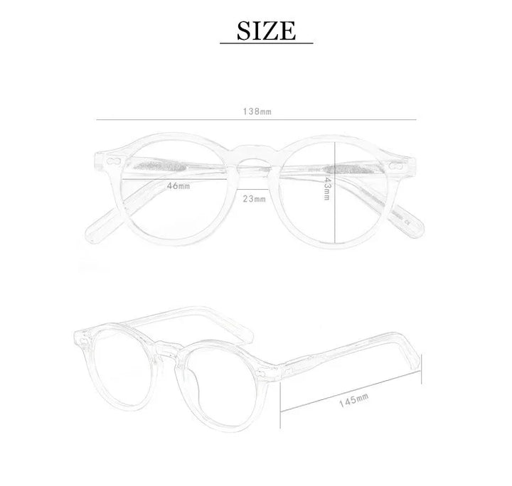 Hewei Unisex Full Rim Round Acetate Eyeglasses 5166 Full Rim Hewei