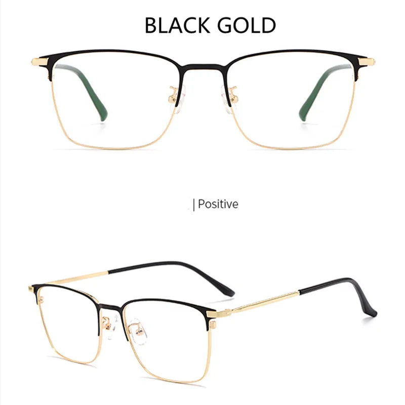 Kocolior Unisex Full Rim Square Alloy Eyeglasses 39147 Full Rim Kocolior Black Gold China