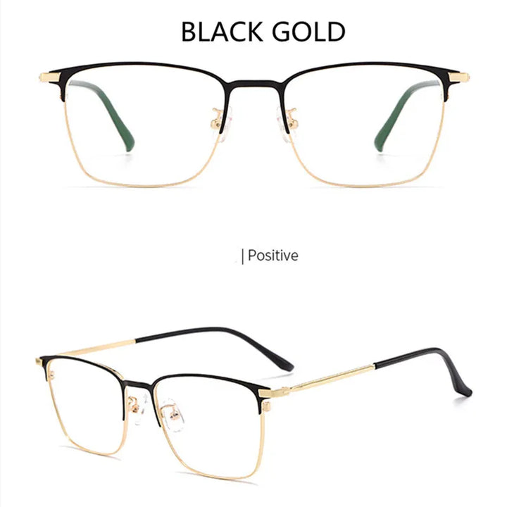 Kocolior Unisex Full Rim Square Alloy Eyeglasses 39147 Full Rim Kocolior Black Gold China