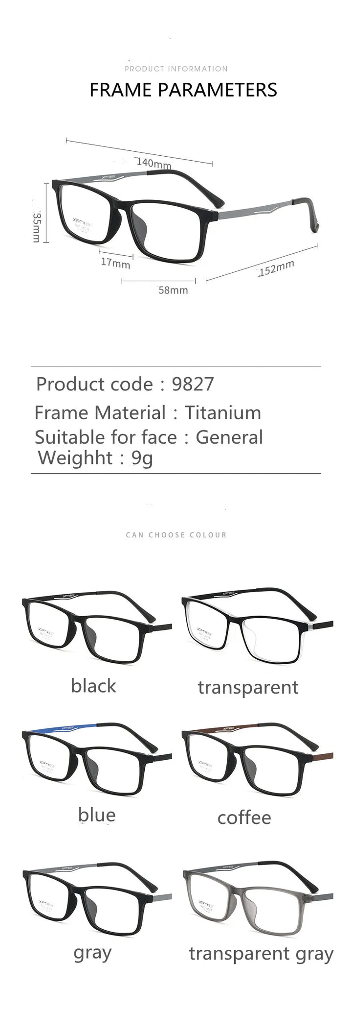 Kocolior Unisex Full Rim Big Square Tr 90 Titanium Eyeglasses 9827 Full Rim Kocolior   