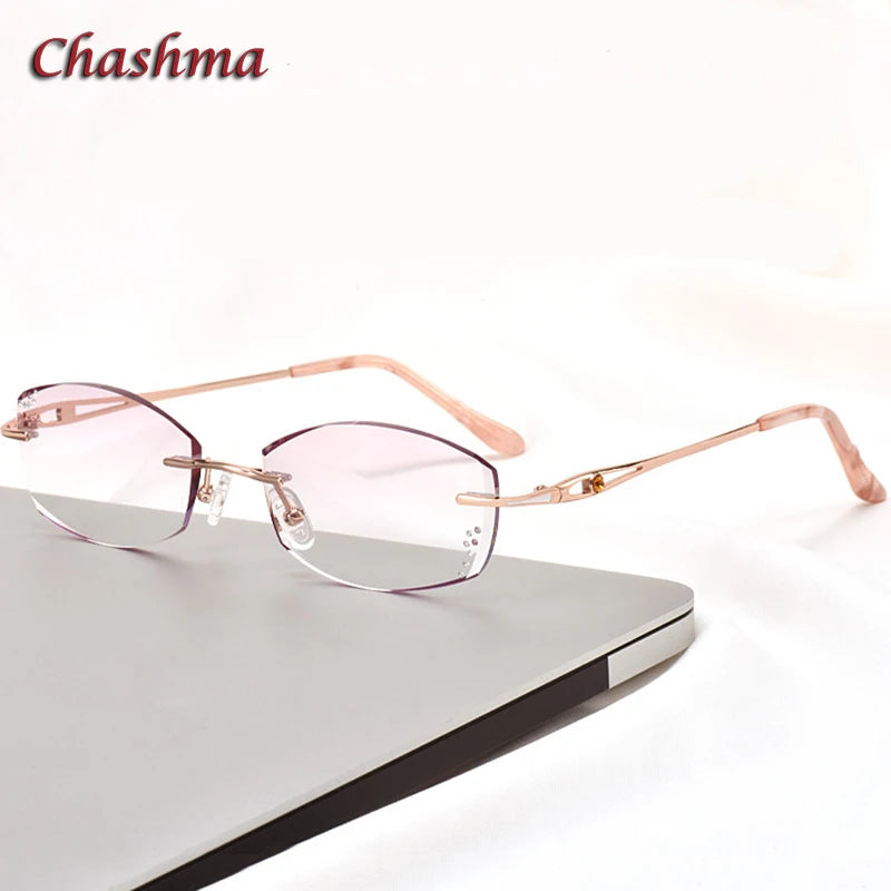 Chashma Ochki Women's Rimless Oval Square Titanium Eyeglasses 99101