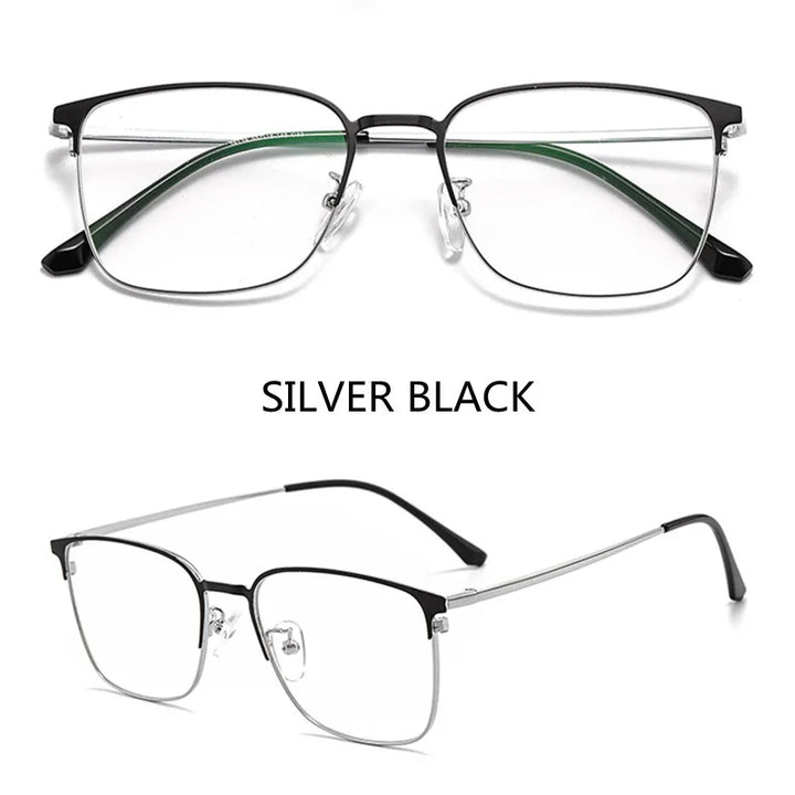 Kocolior Unisex Full Rim Rectangle Alloy Eyeglasses 39139 Full Rim Kocolior Silver Black China