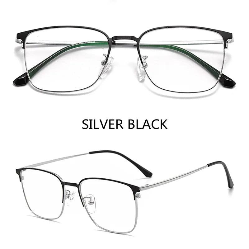 Kocolior Unisex Full Rim Rectangle Alloy Eyeglasses 39139 Full Rim Kocolior Silver Black China 