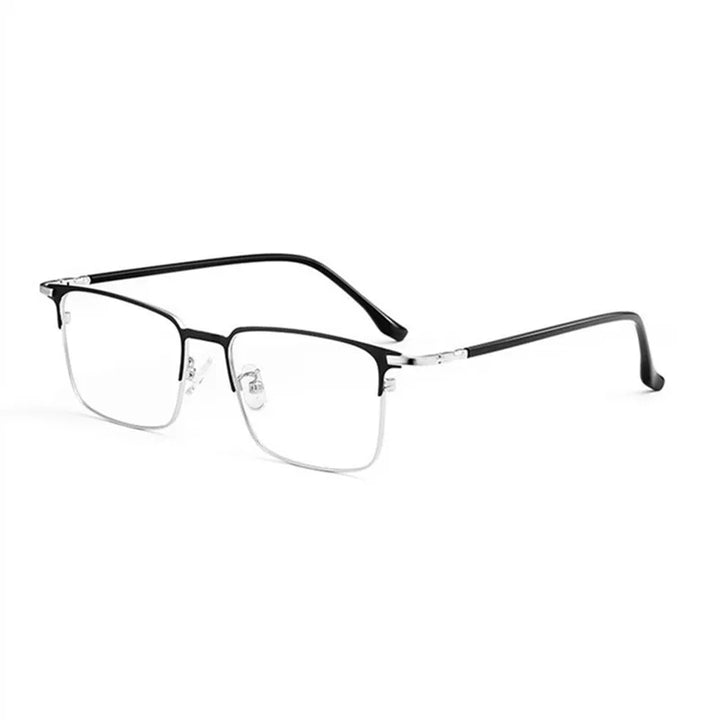 Kocolior Unisex Full Rim Square Alloy Hyperopic Reading Glasses 39143 Reading Glasses Kocolior Black Silver China +25