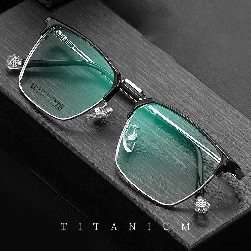 Kocolior Unisex Full Rim Square Acetate Titanium Eyeglasses 8628 Full Rim Kocolior