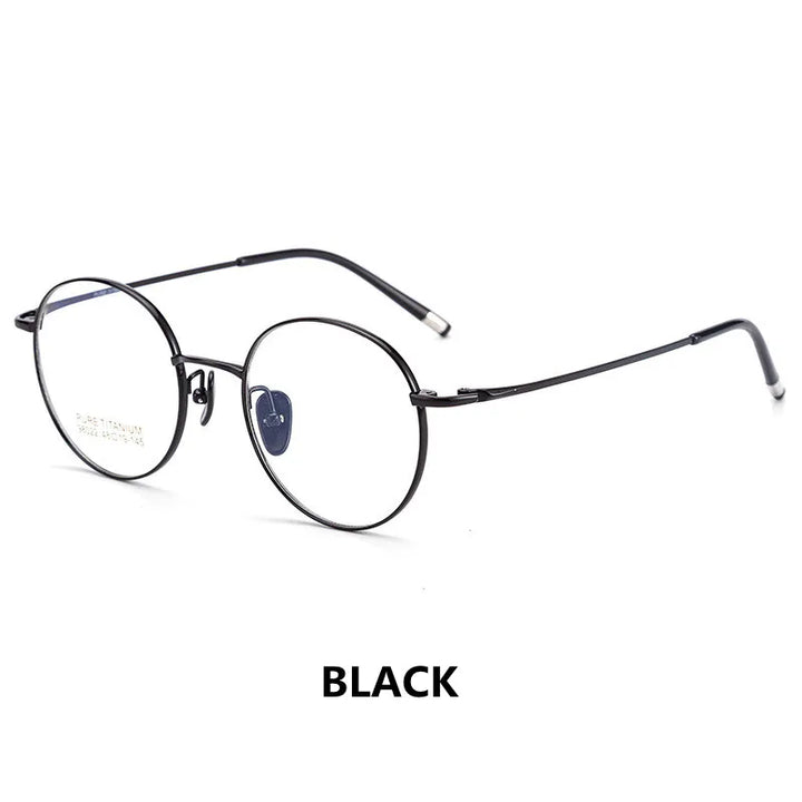 Kocolior Unisex Full Rim Small Round Titanium Eyeglasses 98022 Full Rim Kocolior Black China 