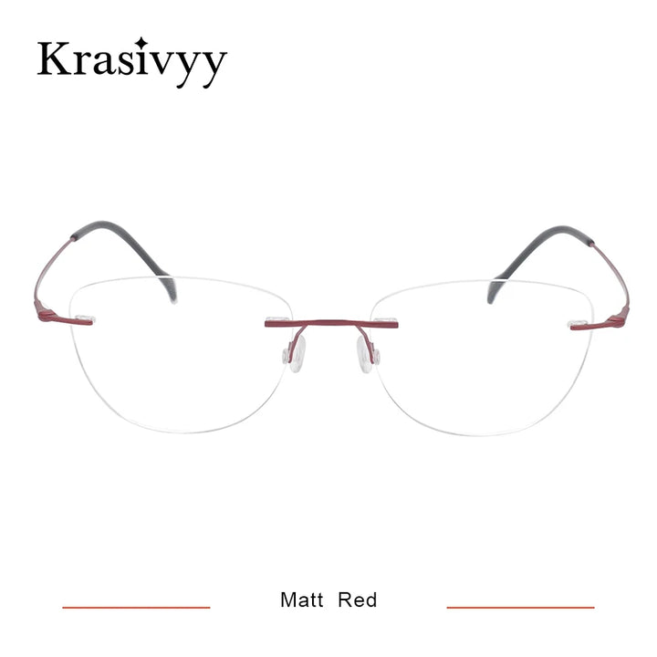 Krasivyy Unisex Rimless Cat Eye Screwless Titanium Eyeglasses 16007