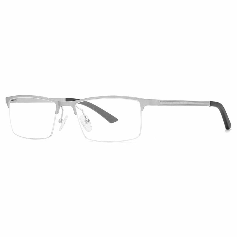 Hotochki Men's Semi Rim Square Alloy Eyeglasses 6337 Semi Rim Hotochki Silver  