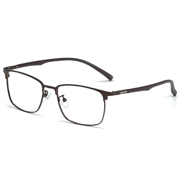 Kocolior Men's Full Rim Square Alloy Eyeglasses 5239 Full Rim Kocolior Brown