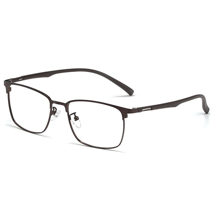 Kocolior Men's Full Rim Square Alloy Eyeglasses 5239 Full Rim Kocolior Brown  