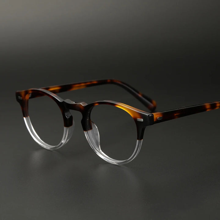 Hewei Unisex Full Rim Round Acetate Eyeglasses 0005 Full Rim Hewei tortoise