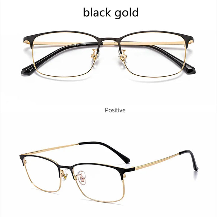 Kocolior Unisex Full Rim Square Alloy Hyperopic Reading Glasses 38010 Reading Glasses Kocolior Black Gold +25 