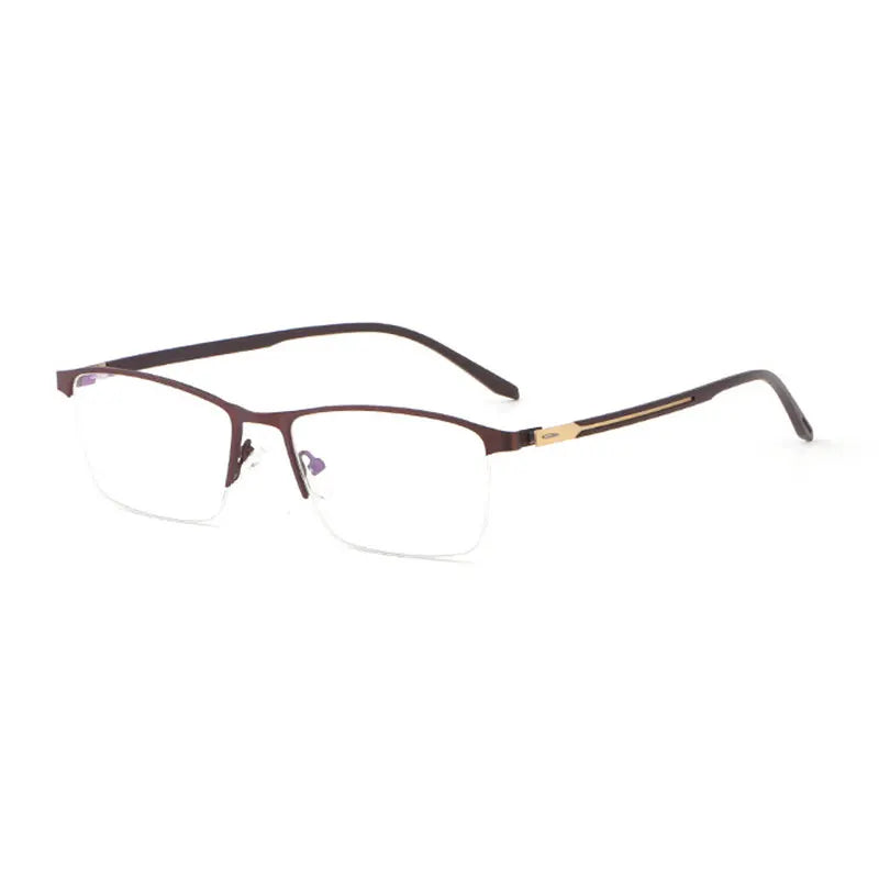 Hotochki Men's Semi Rim Square Brow Line Alloy Eyeglasses 98334