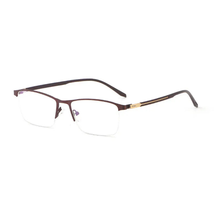 Hotochki Men's Semi Rim Square Brow Line Alloy Eyeglasses 98334