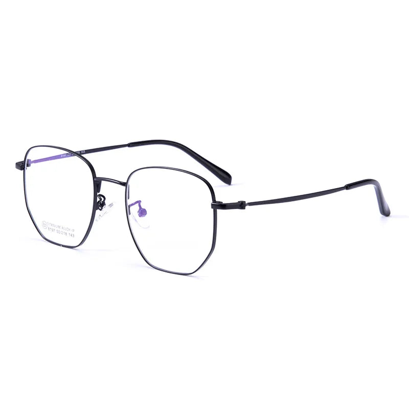 Kocolior Unisex Full Rim Polygon Titanium Eyeglasses 8197 Full Rim Kocolior Black China 