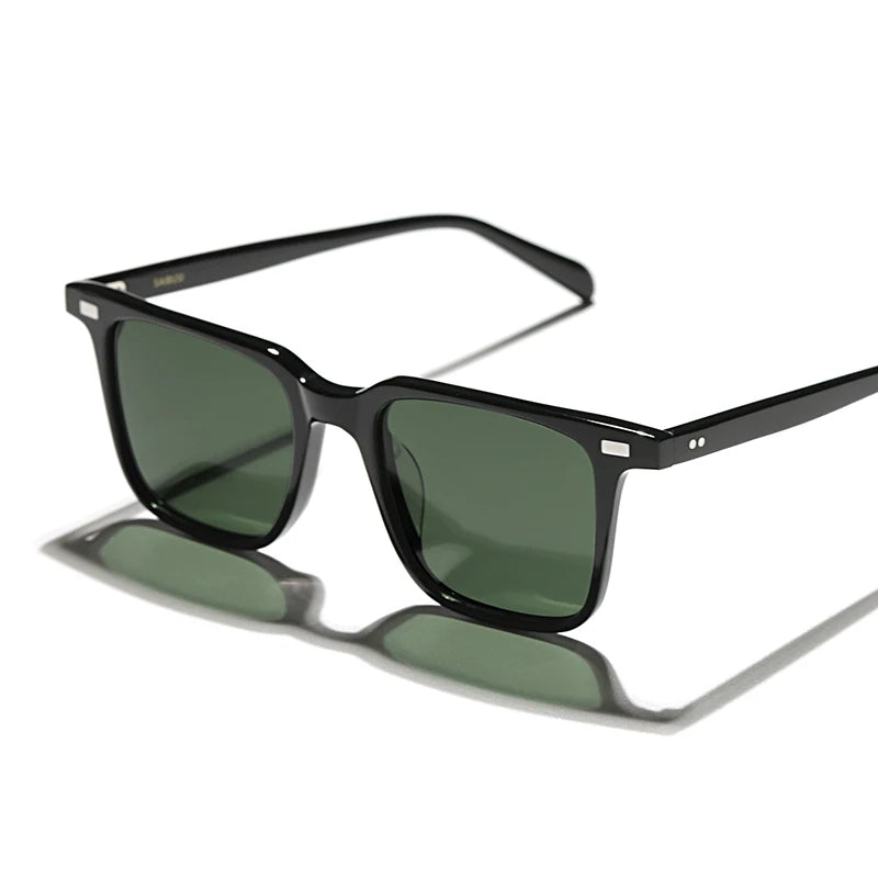 Hewei Unisex Full Rim Square Acetate Polarized Sunglasses 0003 Sunglasses Hewei black-green Other