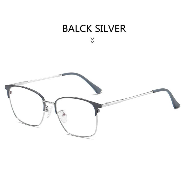 Kocolior Unisex Full Rim Square Brow Line Acetate Alloy Eyeglasses 9122 Full Rim Kocolior Black Silver China 