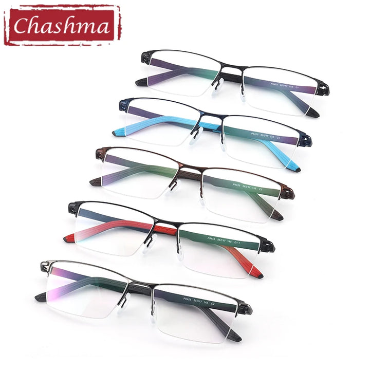 Chashma Ochki Men's Semi Rim Square Alloy Eyeglasses 49453 Semi Rim Chashma Ochki