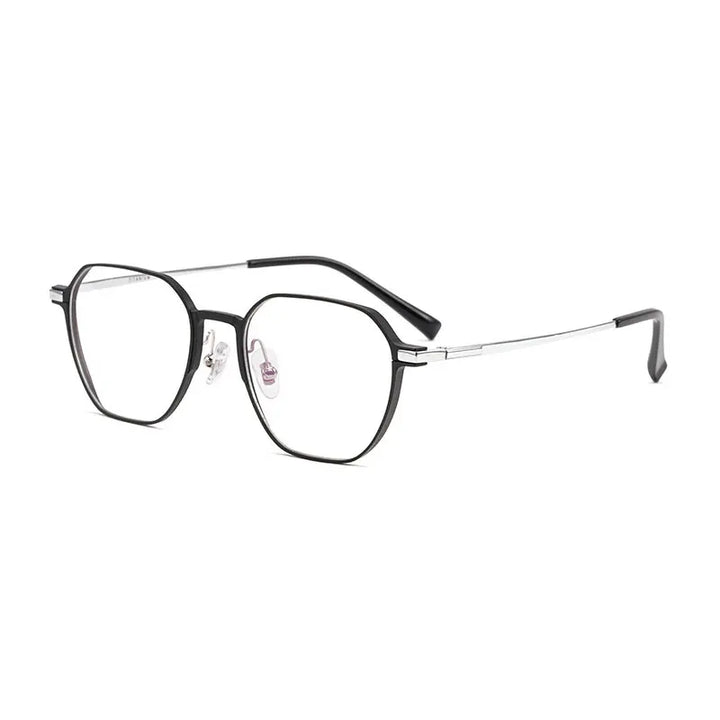 Handoer Unisex Full Rim Polygonal Aluminum Magnesium Alloy Eyeglasses H505 Full Rim Handoer black