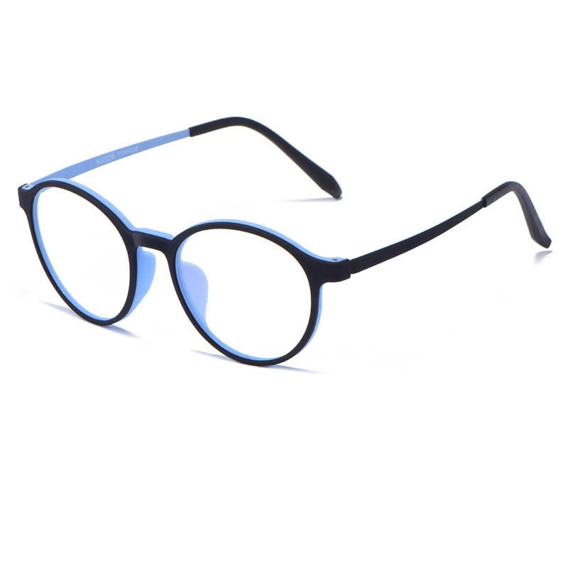 Kocolior Unisex Full Rim Round Tr 90 Titanium Alloy Eyeglasses 3050 Full Rim Kocolior Black Blue