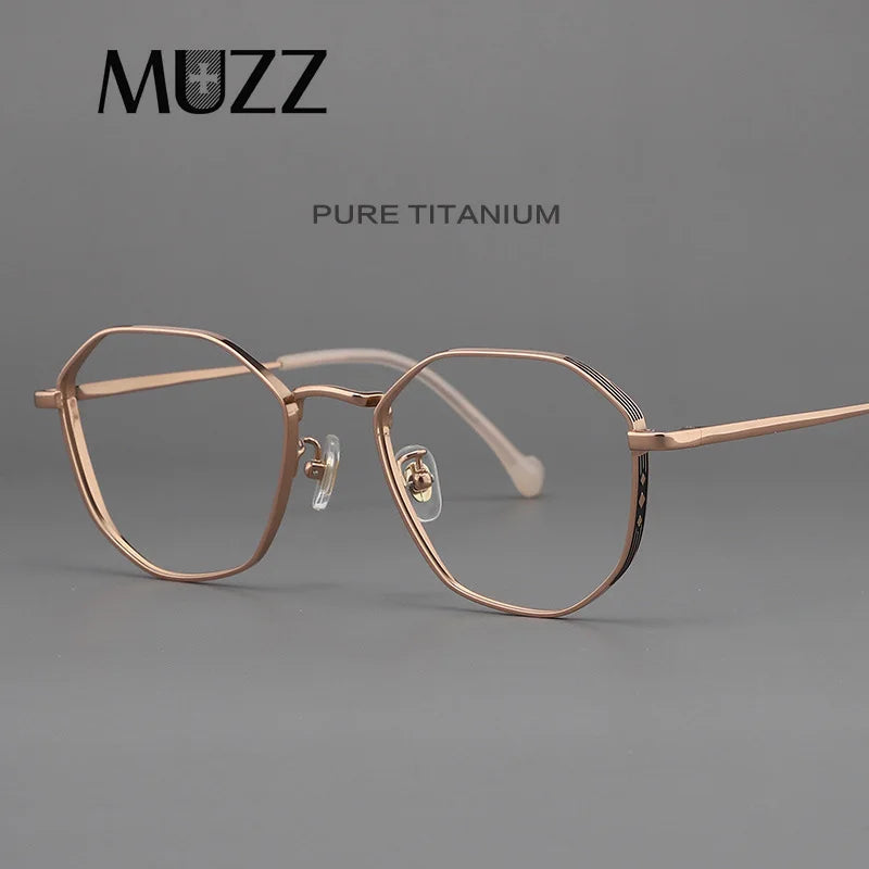 Muzz Unisex Full Rim Flat Top Polygon Titanium Eyeglasses 817321