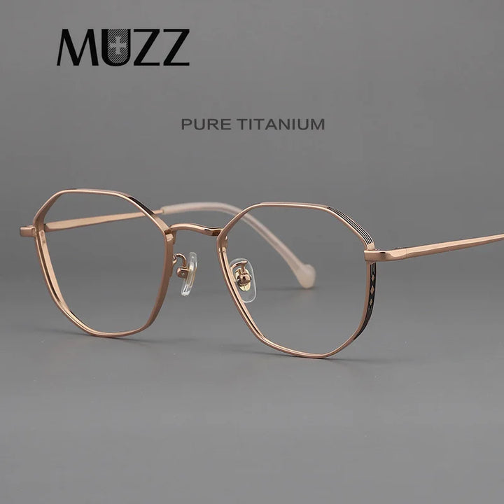 Muzz Unisex Full Rim Flat Top Polygon Titanium Eyeglasses 817321