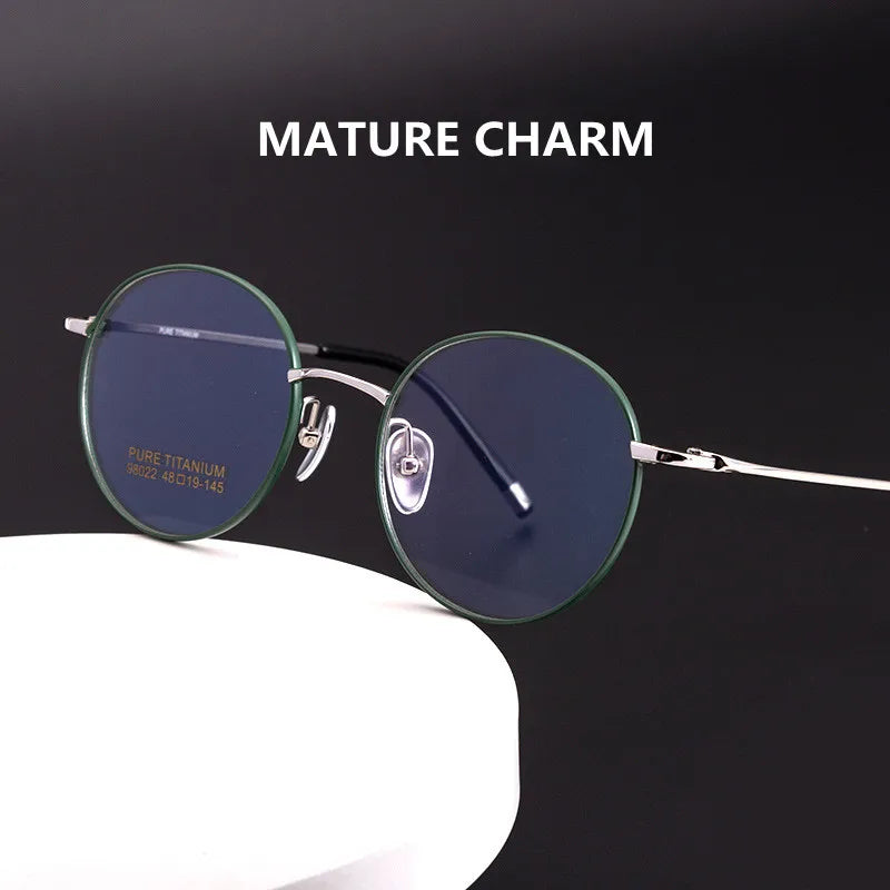 Kocolior Unisex Full Rim Small Round Titanium Eyeglasses 98022 Full Rim Kocolior