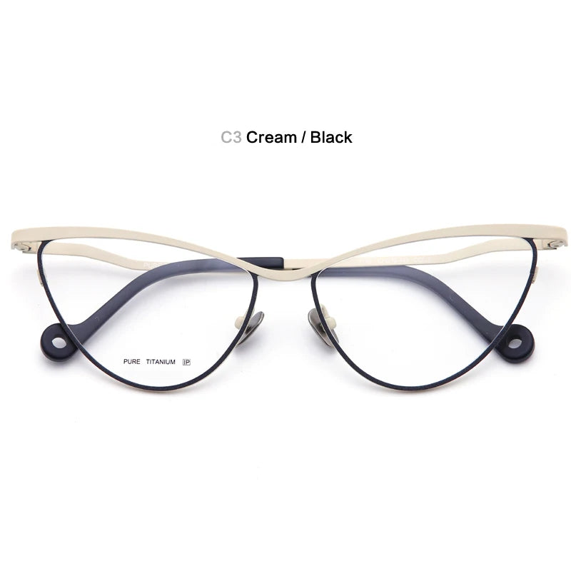 Muzz Unisex Full Rim Oval Cat Eye Titanium Eyeglasses 77551
