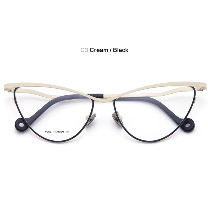 Muzz Unisex Full Rim Oval Cat Eye Titanium Eyeglasses 77551