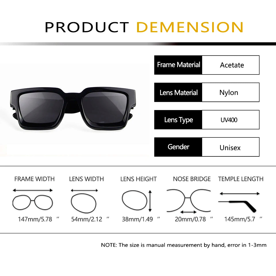 Esnbie Unisex Full Rim Polygon Thick Acetate Sunglasses Or Eyeglasses 14391