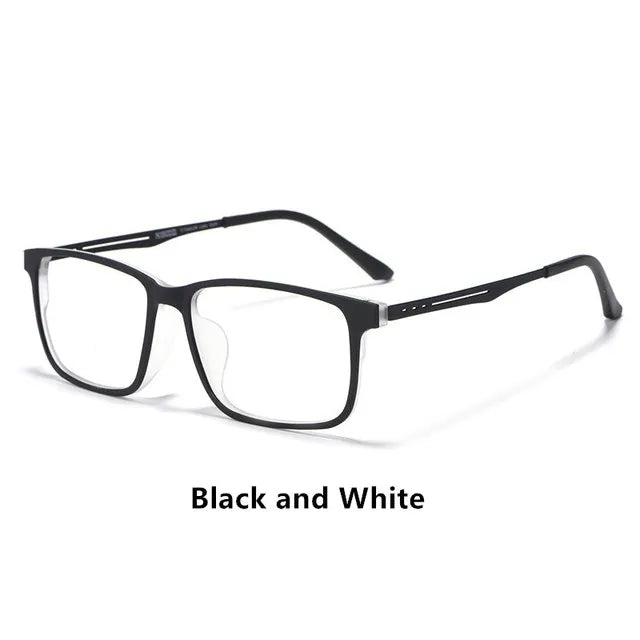Kocolior Unisex Full Rim Square Titanium Eyeglasses 5638 Full Rim Kocolior Black White  