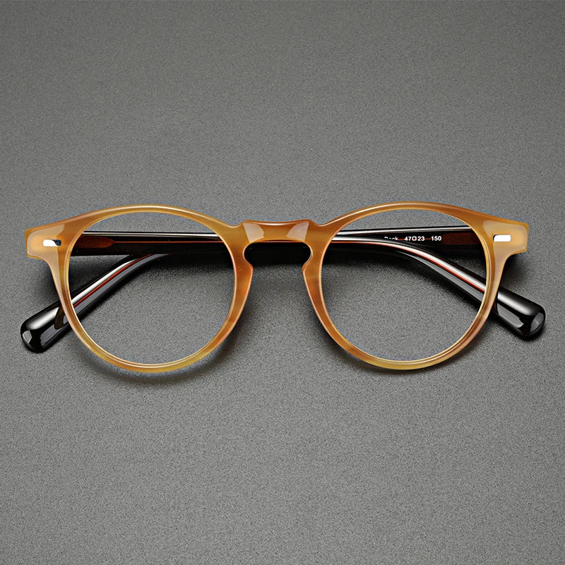 Hewei Unisex Full Rim Round Acetate Eyeglasses 0005 Full Rim Hewei