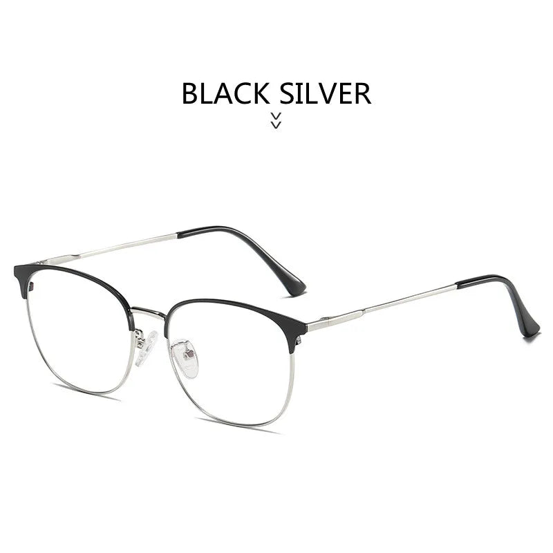 Kocolior Unisex Full Rim Square Acetate Alloy Brow Line Eyeglasses 9123 Full Rim Kocolior Black Silver China